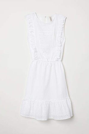 Dress with Eyelet Embroidery - White