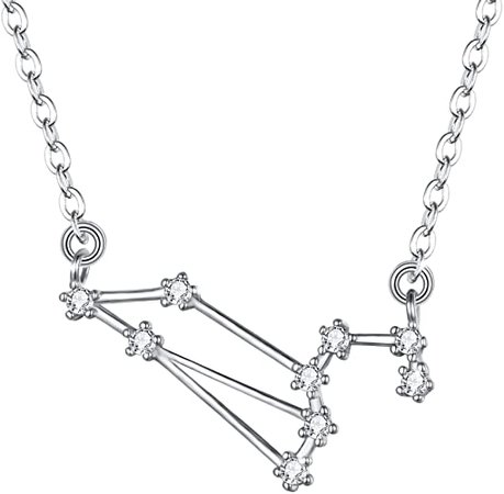 Amazon.com: BriLove 925 Sterling Silver Necklace for Women - Gemini Constellation Necklace Zodiac 12 Horoscope Astrology CZ Pendant Necklace Birthday Gift Clear: Clothing