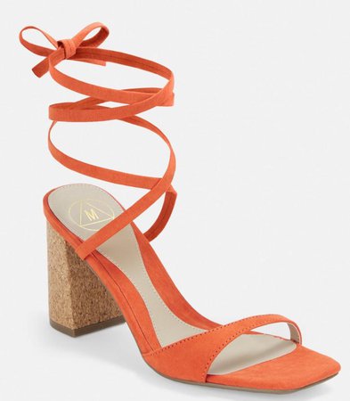 MissGuided Orange Cork Lace Up Heels