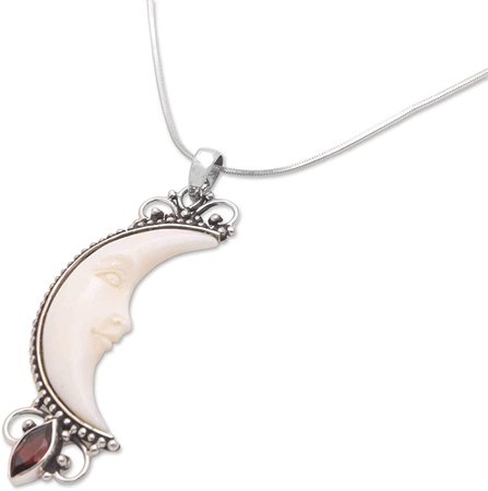Amazon.com: NOVICA Garnet .925 Sterling Silver Pendant Necklace, 20", Moonlight Glimmer': Clothing
