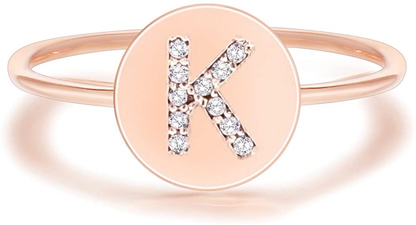 Amazon.com: PAVOI 14K Rose Gold Plated Initial Ring Stackable Rings for Women | Fashion Rings - K Ring: Jewelry
