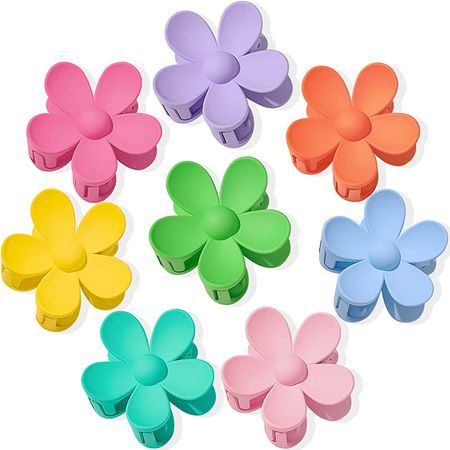 Amazon.com: Flower Hair Claw Clips 8PCS Large Claw Clips Big Cute Hair Clips Large Hair Jaw Clips For Women Girls Thick Hair Large Daisy Hair Clips Matte Claw Clips Non Slip Strong Hold For Thin Hair 8 Colors : Beauty & Personal Care