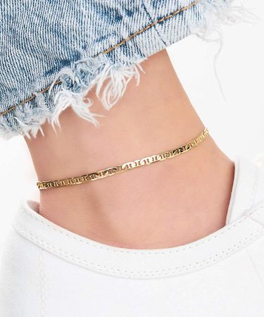 Amazon.com: Womens Gold Anklet Flat Mariner | Barzel 18K Gold Plated Flat Marina Link Anklet for Women - Made In Brazil (10.00): Clothing, Shoes & Jewelry