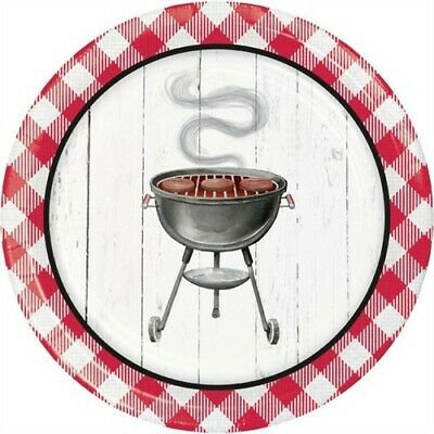Backyard BBQ Gingham 9 Inch Paper Plates Grill Barbeque Summer Party Decoration | eBay