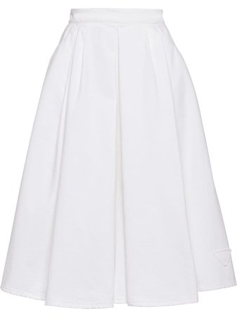 Shop white Prada high-waisted mid-length skirt with Express Delivery - Farfetch
