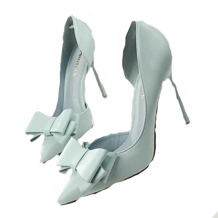 blue high heels ribbon