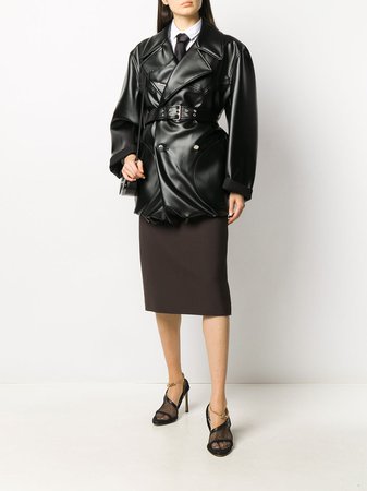 Prada virgin wool tailored pencil skirt with back slit - FARFETCH