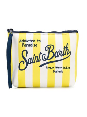 Shop yellow & white Mc2 Saint Barth Kids striped logo pouch with Express Delivery - Farfetch