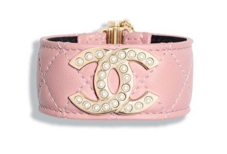 chanel leather logo cuff bracelet