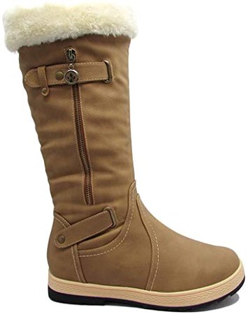 Amazon.com | Stylish & Comfort Women's Fully Fur Lined Classic Mid-Calf Winter Boots Zipper-Up Warm Water Resistent Snow Shoes Black 9 | Knee-High