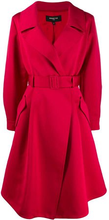 belted satin trench coat