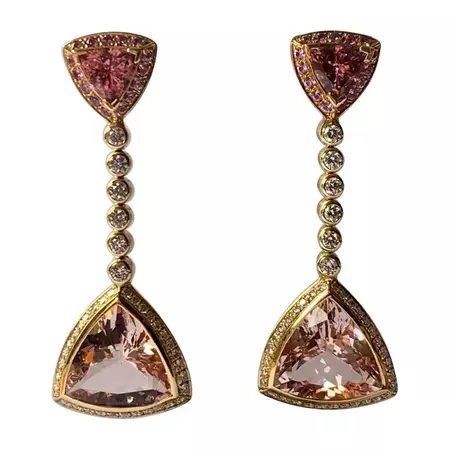 Elegant Morganite Diamond Pink Sapphire Earrings Gubelin, Switzerland For Sale at 1stDibs | pink sapphire vs morganite