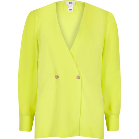 Bright green button detail blouse - Blouses - Tops - women