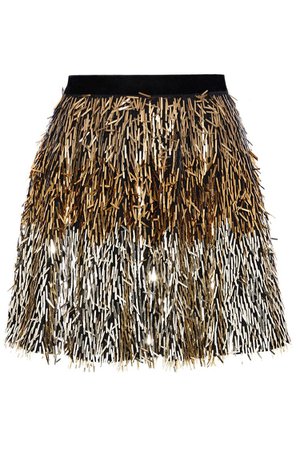Gold Cina sequined tulle mini skirt | Sale up to 70% off | THE OUTNET | ALICE + OLIVIA | THE OUTNET
