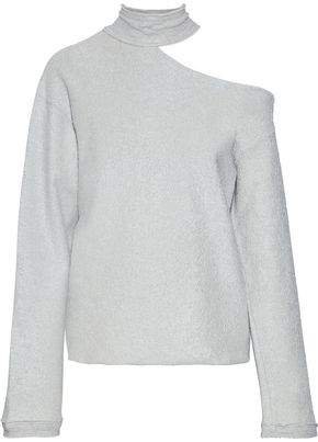 Langley One-shoulder Metallic Cotton-blend Terry Sweatshirt