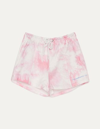 Athletic shorts with a tie-dye print - New - Bershka United States pink