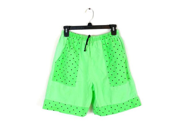 1980s shorts size Medium Womens green black polka dots comfy | Etsy