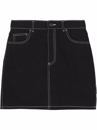 Shop Burberry contrast-stitch raw-denim skirt with Express Delivery - FARFETCH