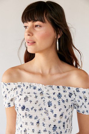 UO Jade Smocked Off-The-Shoulder Top | Urban Outfitters