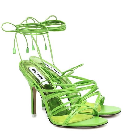 The Attico - “Fiona” Green Lace-Up Sandals