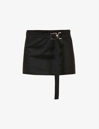 EB DENIM - Belted low-rise denim mini skirt | Selfridges.com