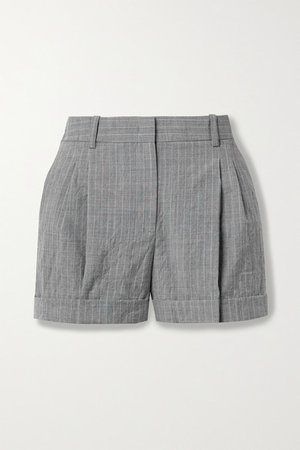 Pinstriped Wool Shorts - Dark gray
