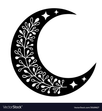 Magic moon with stars and flowers on white Vector Image