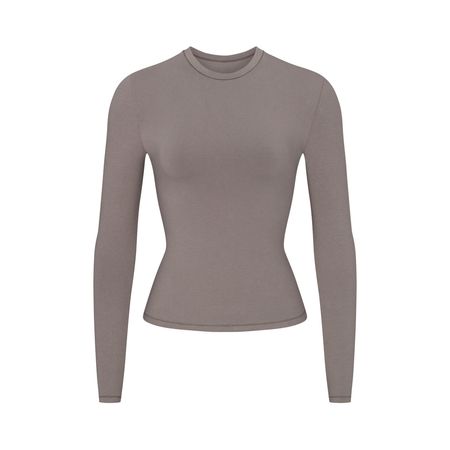 Cotton Jersey Long Sleeve T-Shirt - Smoke | SKIMS