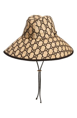Gucci Iris GG Embroidered Woven Raffia Hat | Nordstrom