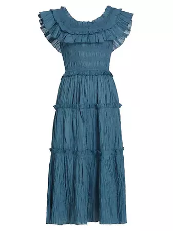 Shop Sea Micah Flutter-Sleeve Mocked Midi-Dress | Saks Fifth Avenue
