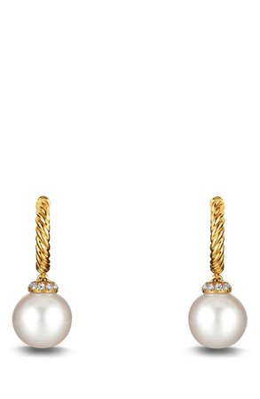 David Yurman Solari Hoop Earrings with Diamonds and Pearls in 18K Gold | Nordstrom