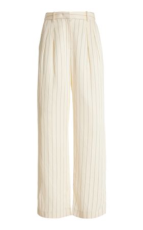 Nata Pleated Pinstriped Wide-Leg Pants By Loulou Studio | Moda Operandi