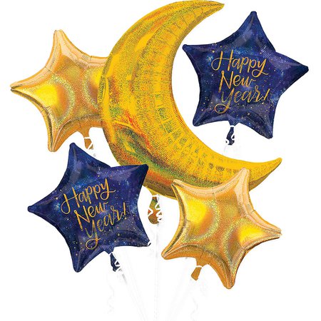 Midnight Happy New Year Balloon Bouquet 5pc | Party City Canada