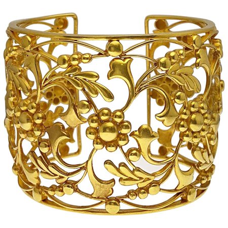 22kt And 18kt Gold Wide 18th Century Cuff Bracelet