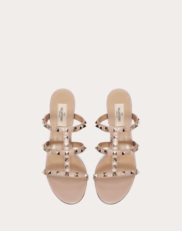 Rockstud Calfskin Leather Slide Sandal 60 mm for Woman | Valentino Online Boutique