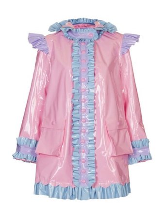Pink, purple, and blue latex coat