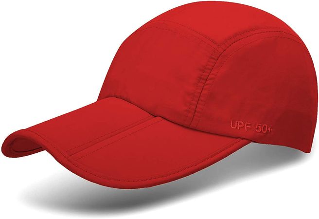 Unisex Foldable UPF 50+ Sun Protection Quick Dry Baseball Cap Portable Hats, Red at Amazon Women’s Clothing store