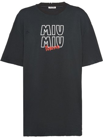 Miu Miu Noir Print T-shirt - Farfetch