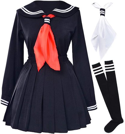Classic Japanese School Girls Sailor Dress Shirts Uniform Anime Cosplay Costumes with Socks Set(Black)(M = Asia L)(SSF08BK) : Clothing, Shoes & Jewelry