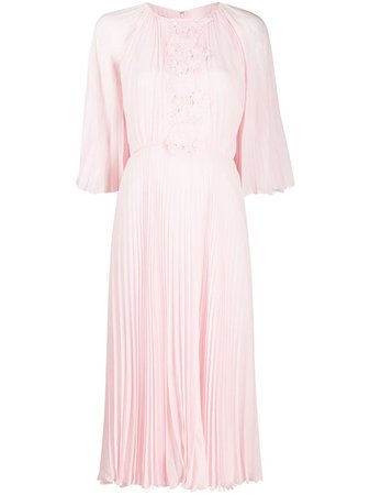 Giambattista Valli Floral-Embroidered Pleated Dress Ss20 | Farfetch.com