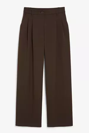 Brown wide leg trousers - Taupe - Monki WW