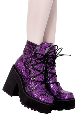 *clipped by @luci-her* Broom Rider Boots [PURPLE GLITTER] - Shop Now - us.KILLSTAR.com