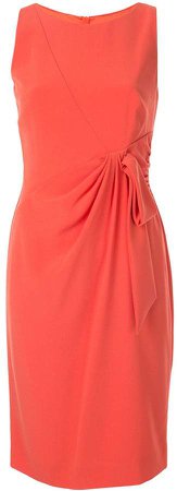 draped bow fitted dress