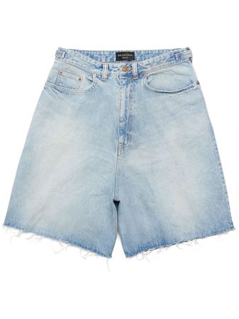 Balenciaga Frayed Denim Shorts - Farfetch