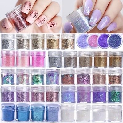 10ml Nail Art Glitter Powder Dust Blue Pink Purple Nails Sequins Flakes Manicure | eBay
