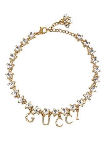 Gucci crystal logo script star choker - FARFETCH