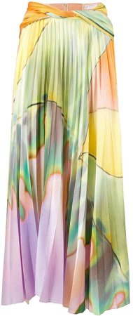 paint effect pleated skirt