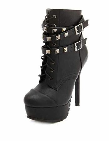 Edgy Black Studded High Heeled Boots