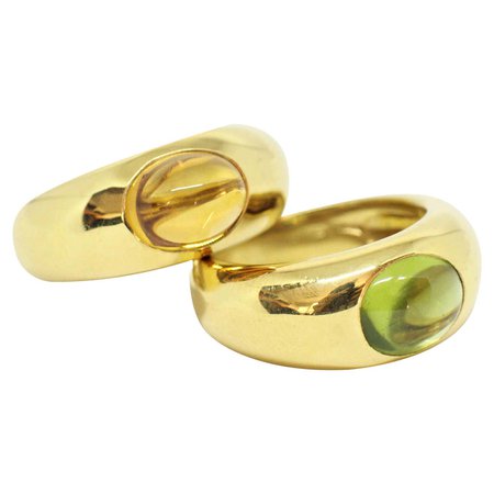 Tiffany and Co. Cabochon Citrine and Peridot Ring Set in 18 Carat Yellow Gold at 1stDibs