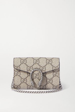 Gucci | Dionysus super mini printed coated canvas and leather shoulder bag | NET-A-PORTER.COM